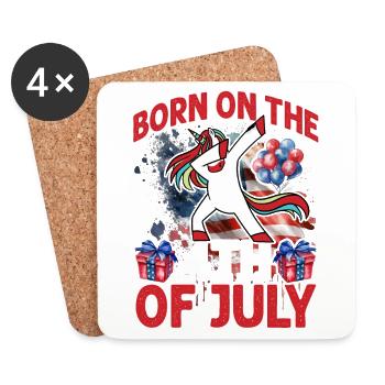 Né le 4 juillet - Dessous de verre (lot de 4) - blanc - Devant
