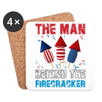 The Man behind the Firecracker - Coasters (set of 4) - white - Front