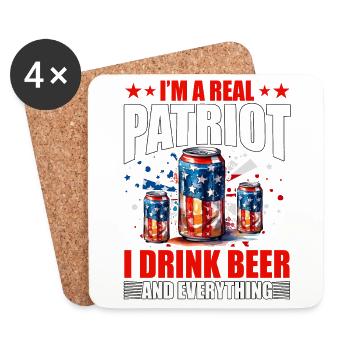 I'm a real Patriot I drink Beer and everything - Coasters (set of 4) - white - Front