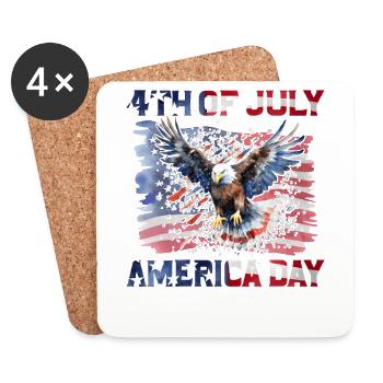 4th of july America Day - Coasters (set of 4) - white - Front