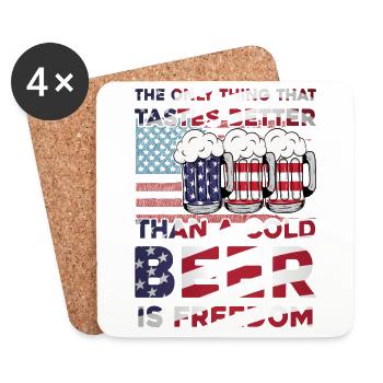 only thing that tastes better than beer freedom - Coasters (set of 4) - white - Front
