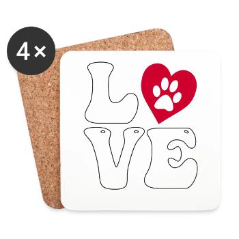 Amour Labrador - Dessous de verre (lot de 4) - blanc - Devant