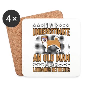 NEVER UNDERESTIMATE AN OLD MAN WITH A LABRADOR - Coasters (set of 4) - white - Front