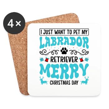 Labrador Noël Weihnachten - Dessous de verre (lot de 4) - blanc - Devant