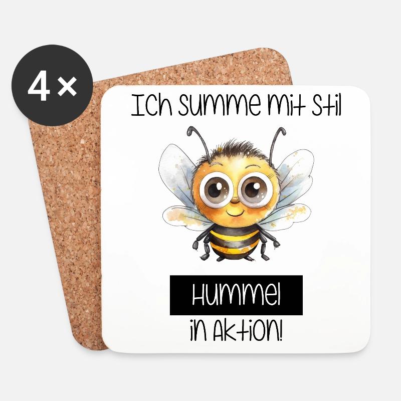 Ich summe mit Stil - Hummel in Aktion - Untersetzer (4er-Set) - Weiß