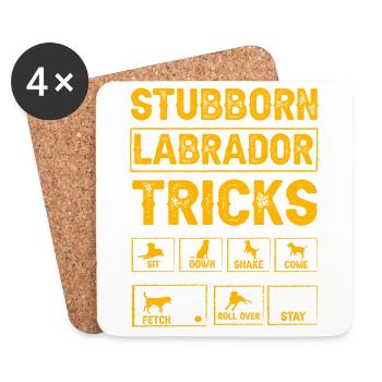 Stubborn labrador tricks - Coasters (set of 4) - white - Front