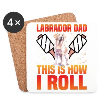 Papa Labrador c’est comme ça que je roule - Dessous de verre (lot de 4) - blanc - Devant