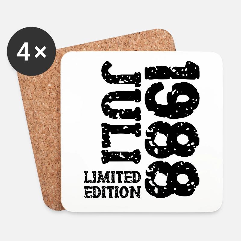 1988 Juli Limited Edition Geburtstag Geschenk - Untersetzer (4er-Set) - Weiß