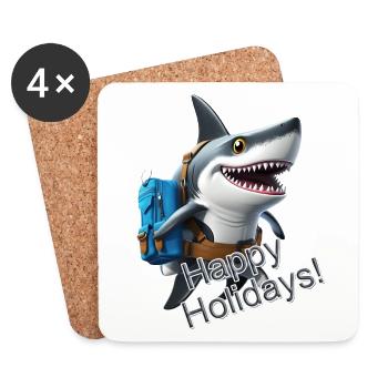 Requin heureux - Dessous de verre (lot de 4) - blanc - Devant