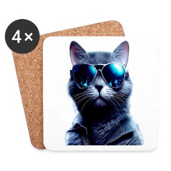 Chat Maman Chats Maman Chat Mère Fête des mères Chat - Dessous de verre (lot de 4) - blanc - Devant