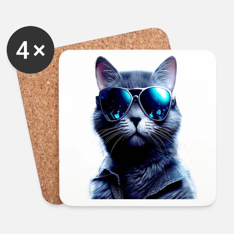 Cat Mom Katzen Mama Kater Mutter Muttertag Katze - Untersetzer (4er-Set) - Weiß