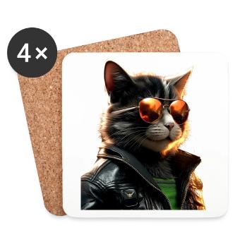 Cat With Sunglasses Cat Mom Cat Mom Cats - Coasters (set of 4) - white - Front
