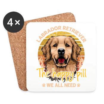 Labrador Retriever the happy pill we all need - Coasters (set of 4) - white - Front