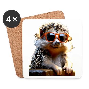 Igel Sonnenbrille Stacheltier Liebe Süßer Igel - Untersetzer (4er-Set) - Weiß - Vorne