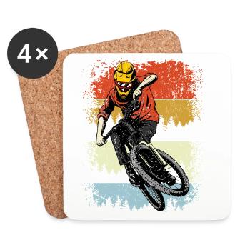 Retro BMX Fahrer auf Sunset Stripes - Untersetzer (4er-Set) - Weiß - Vorne