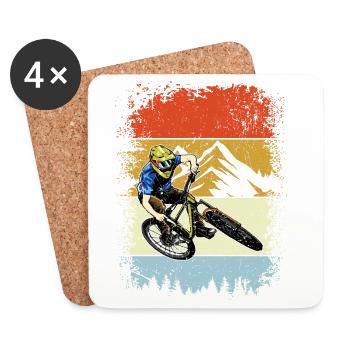 Retro Mountain Rider Stripes - Coasters (set of 4) - white - Front