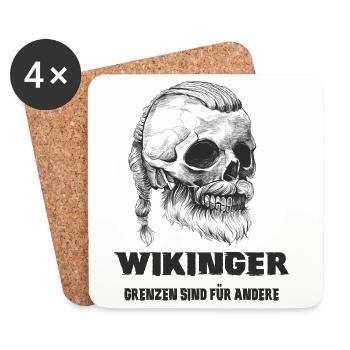 Wikinger Totenkopf Design - Untersetzer (4er-Set) - Weiß - Vorne