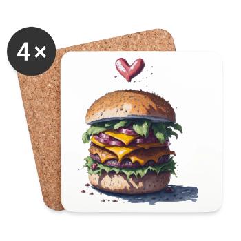 Burger - Coasters (set of 4) - white - Front