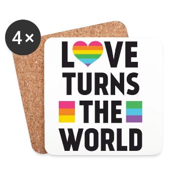 Pride Month LGBT - Liebe dreht die Welt - Untersetzer (4er-Set) - Weiß - Vorne