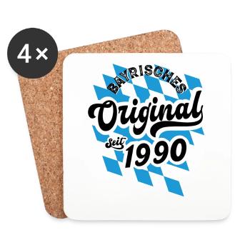 1990 Bayrisches Original seit 1940 Geburtstag - Untersetzer (4er-Set) - Weiß - Vorne
