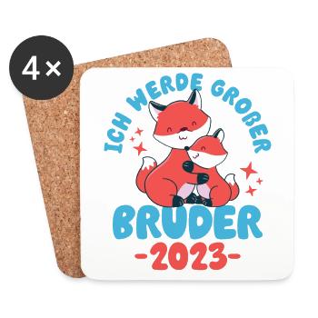 Großer Bruder 2023 Junge Geschwister Geburt - Untersetzer (4er-Set) - Weiß - Vorne