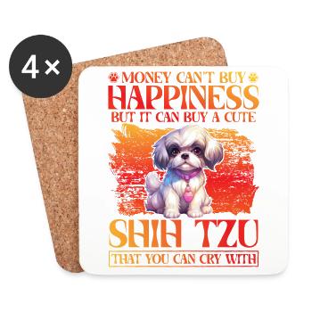 Shih Tzu Lustiger Spruch - Untersetzer (4er-Set) - Weiß - Vorne