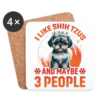 J’aime les Shih Tzus et peut-être 3 personnes - Dessous de verre (lot de 4) - blanc - Devant