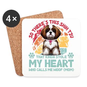 Shih Tzu Lustiger Spruch - Untersetzer (4er-Set) - Weiß - Vorne