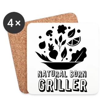 Natural Born Griller -Lustiges Veggie Grill Design - Untersetzer (4er-Set) - Weiß - Vorne