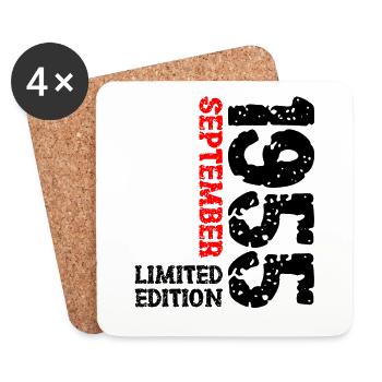 1955 Septembre Edition Limitée 68th Birthday Deco - Dessous de verre (lot de 4) - blanc - Devant