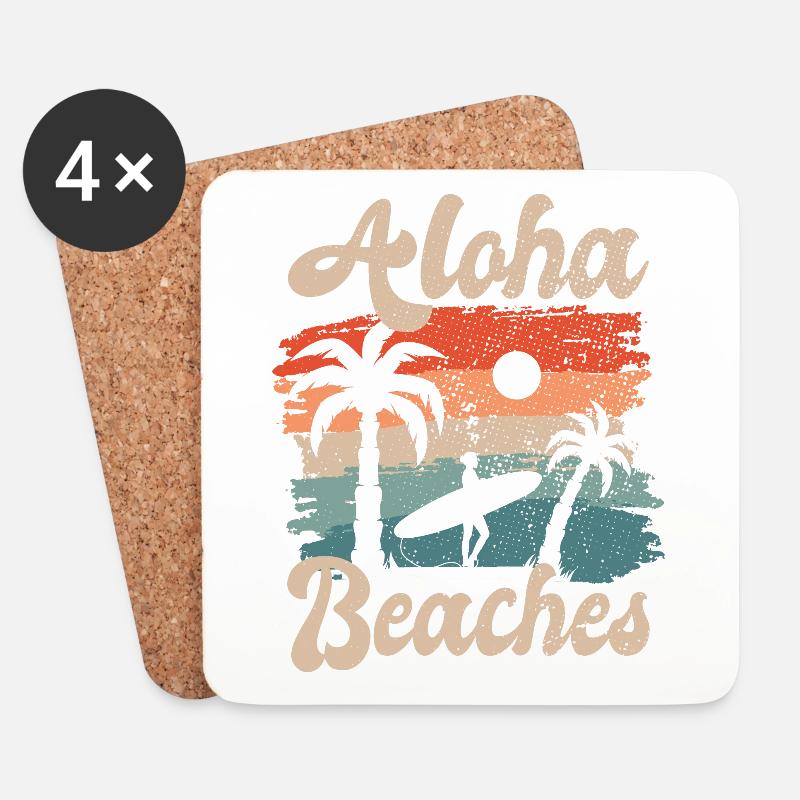 Aloha Beaches Sommer Strand Party Surfen Hawaii - Untersetzer (4er-Set) - Weiß