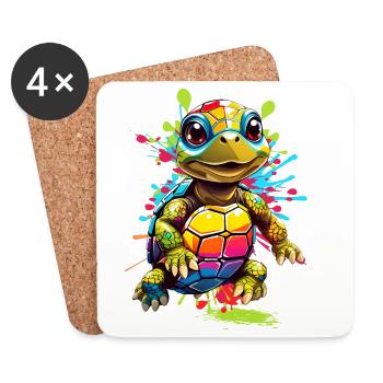 Tortue - Dessous de verre (lot de 4) - blanc - Devant