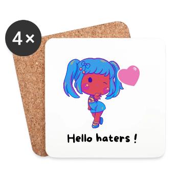 Chibi Fille Bleue Coeur - Dessous de verre (lot de 4) - blanc - Devant