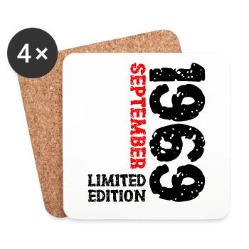 1969 Septembre Édition Limitée 54th Birthday Deco - Dessous de verre (lot de 4) - blanc - Devant