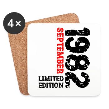 1982 September Limited Edition 41. Geburtstag Deko - Untersetzer (4er-Set) - Weiß - Vorne