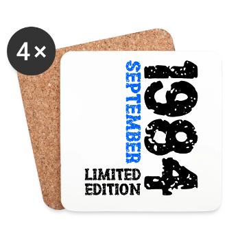 1984 Septembre Edition Limitée 39th Birthday Deco - Dessous de verre (lot de 4) - blanc - Devant