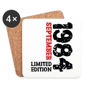 1984 Septembre Edition Limitée 39th Birthday Deco - Dessous de verre (lot de 4) - blanc - Devant
