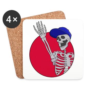 Hey Friends Cool and Funny Skeleton - Coasters (set of 4) - white - Front