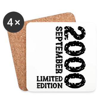 2000 Septembre Édition Limitée 23rd Birthday Deco - Dessous de verre (lot de 4) - blanc - Devant
