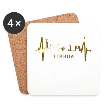 Lisbonne Skyline Heartbeat Portugal J’aime Lisbonne - Dessous de verre (lot de 4) - blanc - Devant