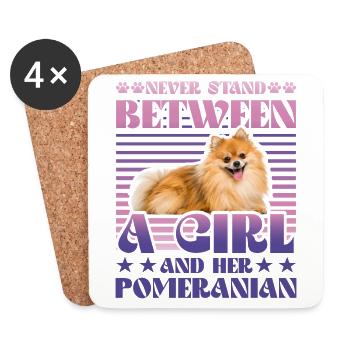 Never stand between a Girl and her Pomeranian - Untersetzer (4er-Set) - Weiß - Vorne