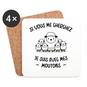 Mouton Berger Humour Cadeau Agriculteur Fermier - Dessous de verre (lot de 4) - blanc - Devant