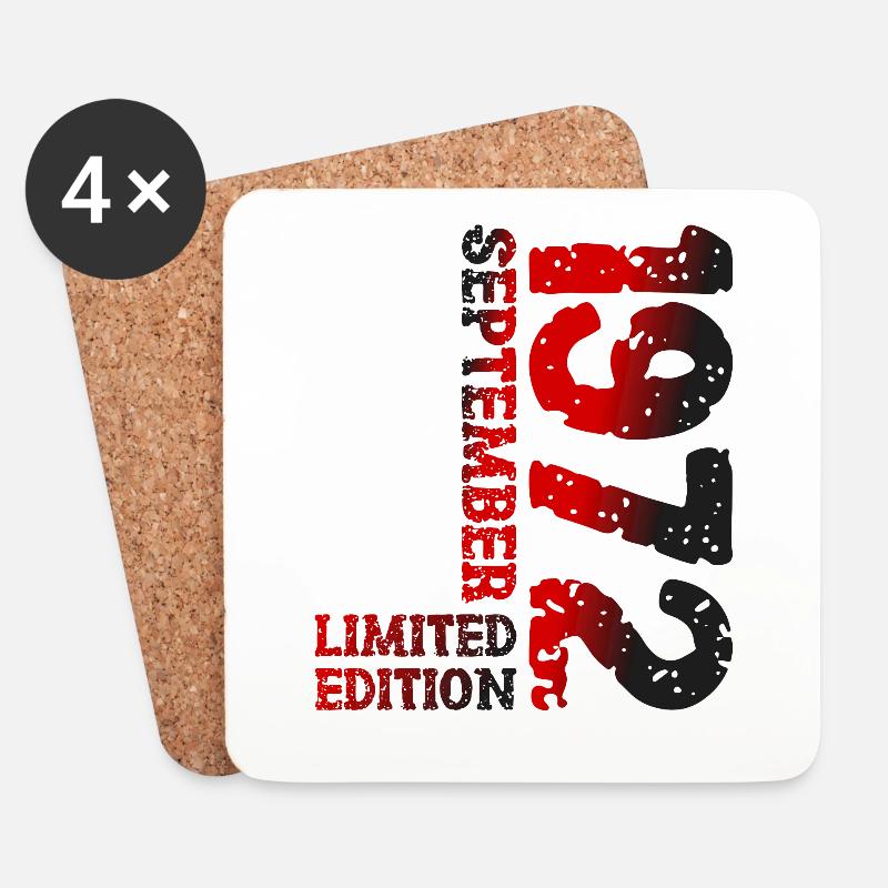 1972 September Limited Edition 51. Geburtstag Deko - Untersetzer (4er-Set) - Weiß