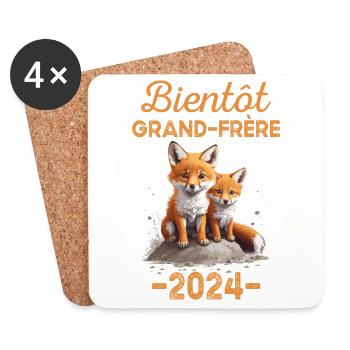 Bientôt Grand Frère 2024 Cadeau Annonce Grossesse - Dessous de verre (lot de 4) - blanc - Devant