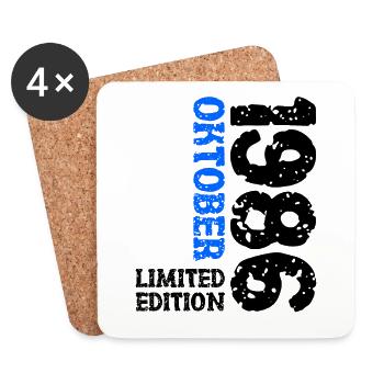 1986 Oktober Limited Edition 37. Geburtstag Deko - Untersetzer (4er-Set) - Weiß - Vorne