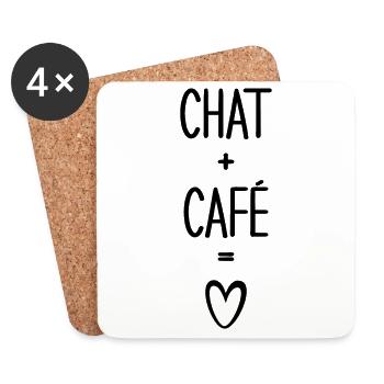 Chat Café Drôle Femme Cadeau Amateur De Café - Dessous de verre (lot de 4) - blanc - Devant