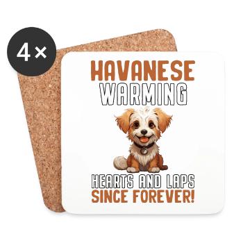 Le bichon havanais réchauffe les cœurs et les genoux depuis toujours - Dessous de verre (lot de 4) - blanc - Devant