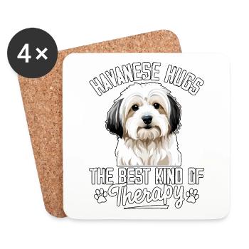 Câlins bichons : le meilleur type de thérapie - Dessous de verre (lot de 4) - blanc - Devant