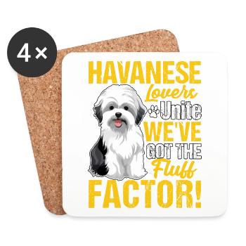 Amateurs de bichon havanais Unissez-vous, nous avons le facteur peluche - Dessous de verre (lot de 4) - blanc - Devant