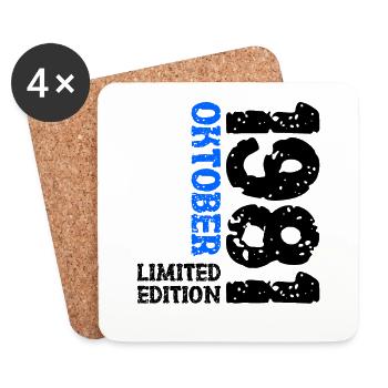 1981 Oktober Limited Edition 42. Geburtstag Deko - Untersetzer (4er-Set) - Weiß - Vorne